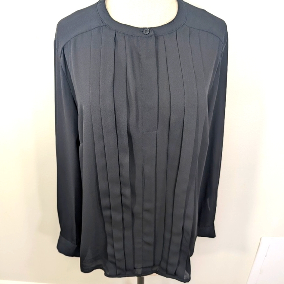 Elie Tahari Tops - Elie Tahari semi sheer poly, pleated, pull on, long sleeve blouse. XL